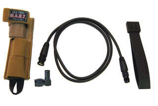 Safariland version 1 MAST antenna system in coyote features a MOLLE attachment